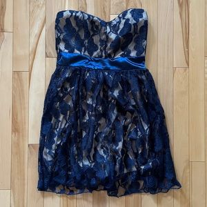 ✨2/$15✨ BNWOT Strapless Navy Sparkle Lace Minidress